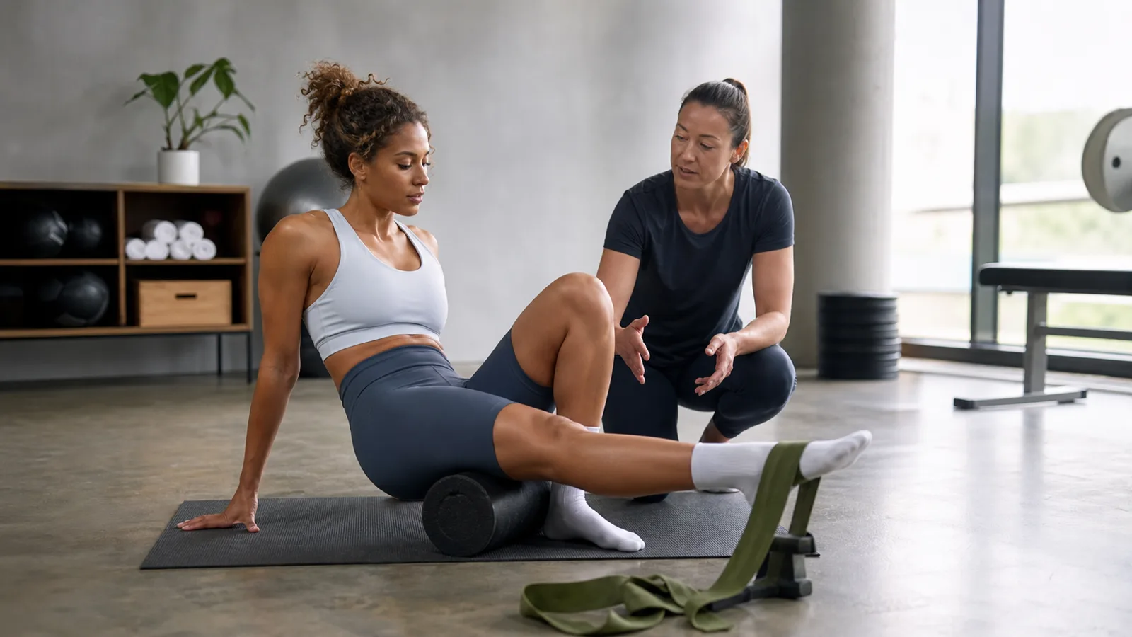An athlete working through a guided recovery session